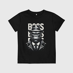 Футболка хлопковая детская Босс в очках, цвет: черный