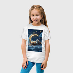 Футболка хлопковая детская Плюшевый мишка сидит на Луне, цвет: белый — фото 2
