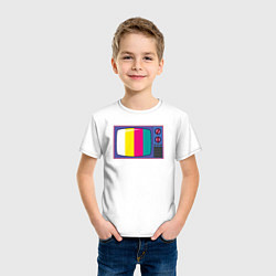 Футболка хлопковая детская Ретро телевизор, цвет: белый — фото 2