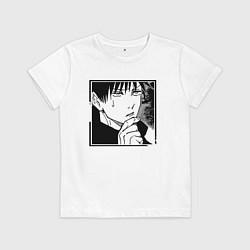 Футболка хлопковая детская Мегуми фусигуро, цвет: белый