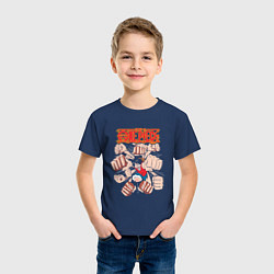 Футболка хлопковая детская Ванпис Луффи кулак, цвет: тёмно-синий — фото 2