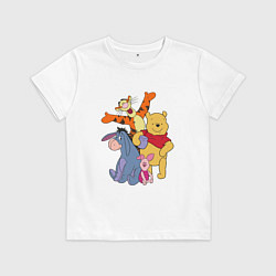 Футболка хлопковая детская Винни-Пух и друзья, цвет: белый