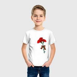 Футболка хлопковая детская Букет гвоздики и георгиевская лента, цвет: белый — фото 2