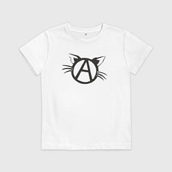Футболка хлопковая детская Cat anarchy, цвет: белый