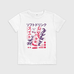Футболка хлопковая детская Cherry soda,Японский лимонад, цвет: белый
