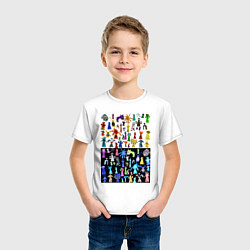 Футболка хлопковая детская Яркие монстрики на черно-белом фоне, цвет: белый — фото 2