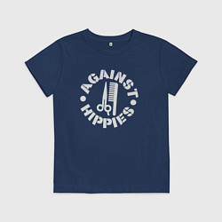 Футболка хлопковая детская Против хиппи, цвет: тёмно-синий