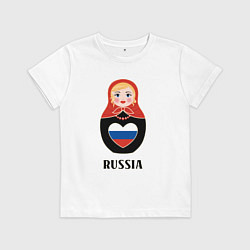 Детская футболка Матрёшка с триколором в сердце
