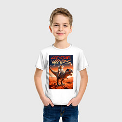 Футболка хлопковая детская Кот космонавт верхом на тираннозавре, цвет: белый — фото 2