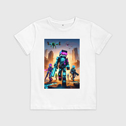 Футболка хлопковая детская Minecraft - cyberpunk ai art fantasy, цвет: белый