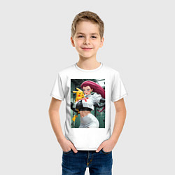 Футболка хлопковая детская Джесси и Пикачу, цвет: белый — фото 2