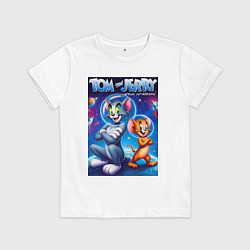 Футболка хлопковая детская Jerry and Tom - space adventure, цвет: белый
