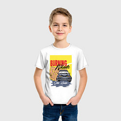 Футболка хлопковая детская Burning wheels, цвет: белый — фото 2