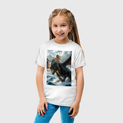 Футболка хлопковая детская Девушка летит на драконе в стиле Игры престолов, цвет: белый — фото 2