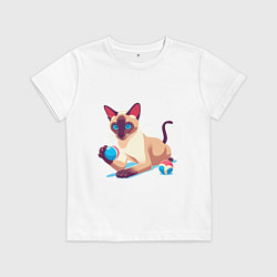 Детская футболка Игривый сиамский котик