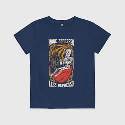 Футболка хлопковая детская More espresso less depresso, цвет: тёмно-синий