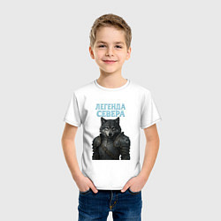 Футболка хлопковая детская Волк - легенда севера, цвет: белый — фото 2