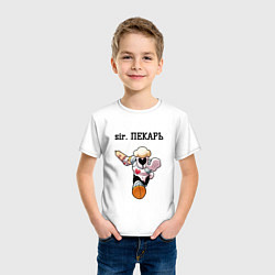 Футболка хлопковая детская Sir пекарь, цвет: белый — фото 2