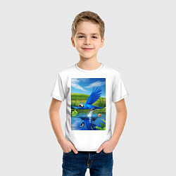 Футболка хлопковая детская Попугай ловит рыбу, цвет: белый — фото 2