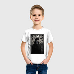 Футболка хлопковая детская Bones с желтыми горящими глазами, цвет: белый — фото 2