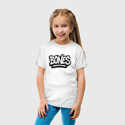 Футболка хлопковая детская Bones белый логотип, цвет: белый — фото 2