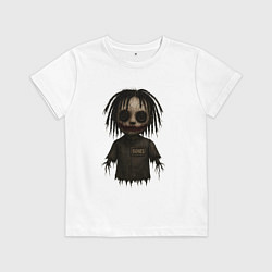 Футболка хлопковая детская Bones хоррор кукла, цвет: белый