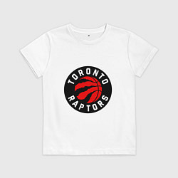 Футболка хлопковая детская Торонто Рэпторс - лого, цвет: белый