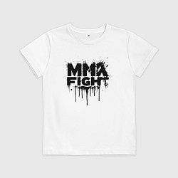 Футболка хлопковая детская MMA боец черной краской, цвет: белый