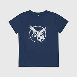 Футболка хлопковая детская Рука и мяч для гандбола, цвет: тёмно-синий