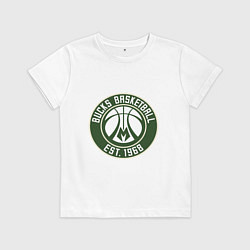 Футболка хлопковая детская Милуоки Бакс - команда, цвет: белый