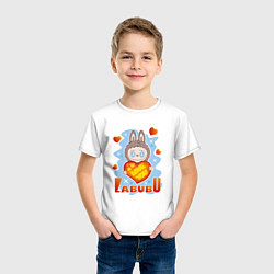 Футболка хлопковая детская Лабубу love you, цвет: белый — фото 2