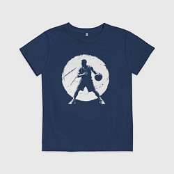 Футболка хлопковая детская Стритболист в круге, цвет: тёмно-синий