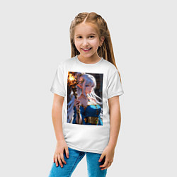 Футболка хлопковая детская Прекрасная эльфийка-маг с шаром огня, цвет: белый — фото 2