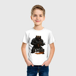 Футболка хлопковая детская ВМФ стреляющий медведь, цвет: белый — фото 2