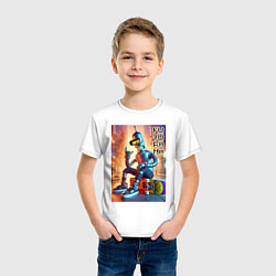 Футболка хлопковая детская Bender is a cool skateboarder - Futurama, цвет: белый — фото 2