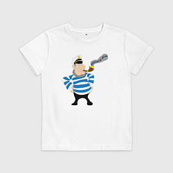 Футболка хлопковая детская Морской волк, цвет: белый