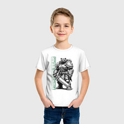 Футболка хлопковая детская Боевой медведь с цепным клинком, цвет: белый — фото 2