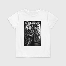 Футболка хлопковая детская XXXTentacion у зеркала, цвет: белый