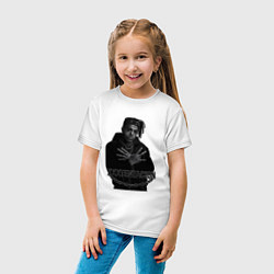 Футболка хлопковая детская XXXTentacion в черно-белом стиле, цвет: белый — фото 2