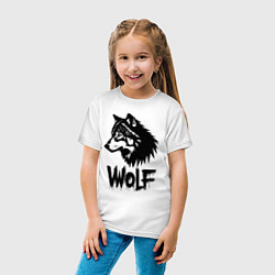 Футболка хлопковая детская Волк в стиле граффити, цвет: белый — фото 2