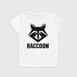 Футболка хлопковая детская Енот строгий черный, цвет: белый