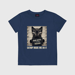 Футболка хлопковая детская Bad Kitty, цвет: тёмно-синий
