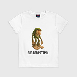 Футболка хлопковая детская Brr Brr Patapim Brainrot, цвет: белый