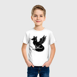 Футболка хлопковая детская Крылатый песец, цвет: белый — фото 2