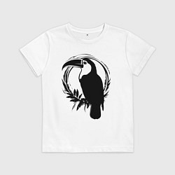 Футболка хлопковая детская Тукан в круге, цвет: белый