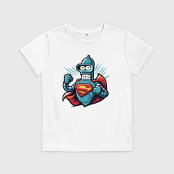 Футболка хлопковая детская Super Bender - ai art meme fantasy, цвет: белый