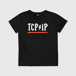 Футболка хлопковая детская TCP IP connecting people since 1972, цвет: черный