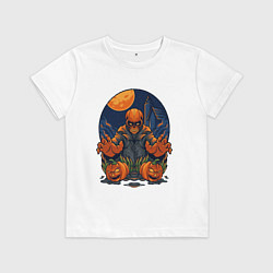 Футболка хлопковая детская Хэллоуин, цвет: белый