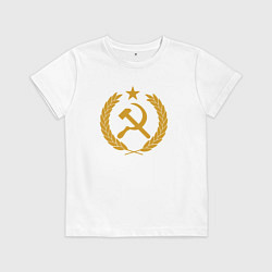 Футболка хлопковая детская Герб - СССР, цвет: белый