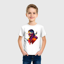 Футболка хлопковая детская Джонни Кейдж, цвет: белый — фото 2